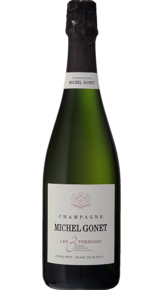 Bottle of Champagne Michel Gonet Les 3 Terroirs Blanc de Blancs Grand Cru Extra Brut 2019 wine 750 ml